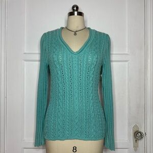 Blue cable knit sweater